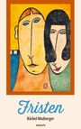 „Fristen“ von Bärbel Maiberger, novum. Illustration: Zwei stilisierte Gesichter mit abstrakten Formen und kräftigen Farben.
