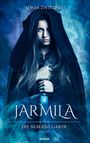 "Jarmila: Die silberne Garde" von Sonja Zwitzers. Eine Frau in einem schwarzen Umhang hält ein Schwert.