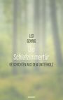 "Oberer Text: LEO GEHRIG. Größter Text: Die Schlafzimmertür. Unterer Text: GESCHICHTEN AUS DEM UNTERHOLZ. Hintergrund: Unscharfer Wald."