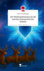 Text: „Der Weihnachtsmann im All und das Schneereich der Galaxie“. Illustration: Rentiere vor blauem, sternenklarem Himmel.