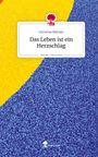 Text: "Christine Büttner - Das Leben ist ein Herzschlag". Bunte, abstrakte, gelbe und blaue Muster mit story.one Logo.