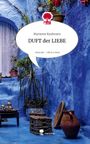 "Marianne Kaufmann: DUFT der LIEBE. story.one – Life is a story." Blauer Innenhof mit Pflanzen und orientalischem Dekor.