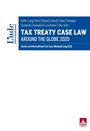 Blauer Text: "TAX TREATY CASE LAW AROUND THE GLOBE 2025". Unten ein Logo in rotem Quadrat mit "IBFD".