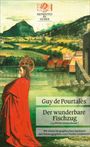 Texte: "Reprinted by Huber", "Guy de Pourtalès", "Der wunderbare Fischzug (La Pêche miraculeuse)", "Mit einem biographischen Nachwort neu herausgegeben von Charles Linsmayer". 

Darunter eine Illustration einer Person in rotem Gewand an einem Seeufer, mit Bergen im Hintergrund.