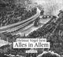 Text: "Helmut Vogel liest Alles in Allem. Th. Gut Verlag." Schwarz-weiße Illustration einer Stadt mit Brücke und Fluss.