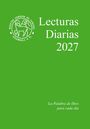 Text: "Lecturas Diarias 2027" und "La Palabra de Dios para cada día". Links ein Logo mit einem Lamm und Kreuz. Hintergrund grün.
