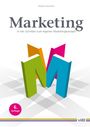 „Marketing: In vier Schritten zum eigenen Marketingkonzept“; bunte 3D-Buchstaben „M“, „6. Auflage“.
