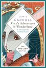 "LEWIS CARROLL, Alice’s Adventures in Wonderland & Through the Looking-Glass, THE ENGLISH EDITION, ANACONDA." Illustration eines weißen Kaninchens mit Uhr.