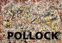 Texte: "ANACONDA Kunstpostkarten POLLOCK". Abstrakte Malerei, chaotische Linien und Spritzer in verschiedenen Farben.