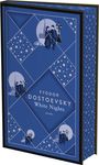 Texts: "FYODOR DOSTOEVSKY", "White Nights", "ANACONDA". Illustration: blaues geometrisches Muster, Paar unter einer Laterne.