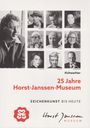 25 Jahre Horst-Janssen-Museum, ZEICHENKUNST BIS HEUTE. Bild von neun Künstlern. Logo und Signatur Horst Janssen Museum.