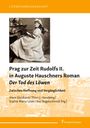 Titel: "Prag zur Zeit Rudolfs II. in Auguste Hauschners Roman Der Tod des Löwen". Foto einer Frau in historischer Kleidung.