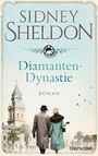 "SIDNEY SHELDON, Diamanten-Dynastie, Roman. Ein Paar in Retro-Kleidung geht vor einem historischen Gebäude mit Turm."