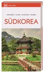 „SÜDKOREA“ in großer roter Schrift, darunter ein traditioneller Pavillon vor einer Bergkulisse.