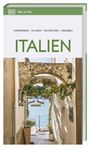 Oben: "Vis-à-Vis", "Inspirieren/Planen/Entdecken/Erleben", "ITALIEN". Bild: malerische Gasse mit Blick aufs Meer.