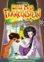 Oben steht "Little Miss Frankenstein", darunter "Macht euch bereit zur Geisterzeit!". Illustration: Mädchen mit lockigem Tier.