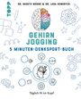 "Gehirn Jogging, 5 Minuten-Denksport-Buch. Täglich fit im Kopf." Illustration eines Gehirns, umgeben von Symbolen.