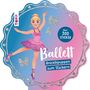 „Über 300 Sticker. Ballett Anziehpuppen zum Stickern.“ Illustration einer Ballerina mit Glitzer und Schmetterlingen.