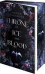 "THRONE OF ICE AND BLOOD" von Marion Blackwood. Dunkles, mystisches Design mit roten Rosen und einem Drachen.