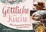 „Göttliche Küche: 24 weihnachtliche Rezepte aus dem Kloster“. Verziert mit Blättern und Beeren, Bilder von Gebäck.