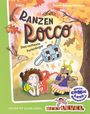 "RANZEN ROCCO: Das verhexte Ferienlager". Ein Rucksack, Kinder, ein Hirsch und ein Wald in herbstlichen Farben.