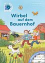 Titel: "Wirbel auf dem Bauernhof". Im Hintergrund spielende Kinder, ein Traktor, ein Ziegenkind und Hühner. Logo: Leseprofis.