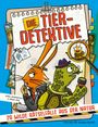 Titel "Die Tierdetektive", Untertitel "20 wilde Rätselfälle aus der Natur". Illustration eines Hasen und einer Schildkröte.