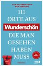 "111 Orte aus Wunderschön die man gesehen haben muss." Logo "Wunderschön" auf rotem Hintergrund. Roter Rucksack.