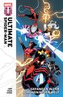 „ULTIMATE SPIDER-MAN“, „GEFANGEN IN DER SCHÖNEN NEUEN WELT“. Superhelden illustriert gemeinsam in Aktion.
