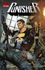„Punisher“, „MARVEL RED BAND“, „Splatter-Ausgabe“. Ein gezeichneter Mann mit Waffen und Patronen in dynamischer Pose.