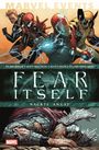 In der Illustration steht "MARVEL EVENTS", "EAR ITSELF", "NACKTE ANGST". Helden in Aktion, unten ein erschöpfter Krieger.