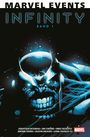 Text: "MARVEL EVENTS INFINITY BAND 1". Darunter eine Illustration eines finster dreinblickenden Gesichts, blau-schwarz Töne.