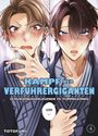 "Kampf der Verführergiganten", "Schürzenjägerlegende vs. Fummelkömig". Zwei Manga-Figuren wirken überrascht.