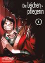 Text: "Die Leichenpflegerin", "1". Illustration: Frau mit Maske und Schürze fasst eine rote Gestalt an.