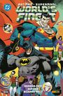 "BATMAN SUPERMAN WORLD'S FINEST" oben, "HORROR-TRIP AUF DER BIZARRO-WELT" unten, aggressive Heldenfiguren.