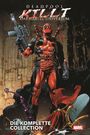 "Deadpool tötet das Marvel-Universum. Die komplette Collection." Illustration: Deadpool mit Waffen über Superhelden.