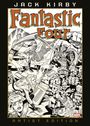"JACK KIRBY FANTASTIC FOUR ARTIST EDITION." Comic-Illustration mit Action-Szenen und Charakteren in dynamischen Posen.