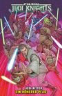 "Star Wars Jedi Knights", "Jedi-Ritter Ein Höherer Pfad". Illustration von Jedi-Rittern mit Lichtschwertern in dynamischer Pose.