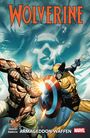 Text: "WOLVERINE", "ZDARSKY MARESCA ARMAGEDDON-WAFFEN". Zwei kämpfende Figuren in dynamischer Pose. Comic-Stil.
