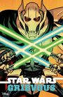 Text: „Star Wars Grievous“. Illustration eines Cyborgs mit vier Lichtschwertern.