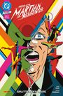 Text "ABSOLUTE MARTIAN MANHUNTER", "SPLITTER DES MARS", bunte, stilisierte Menschenfiguren und abstrakte Formen.