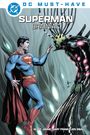 „SUPERMAN BRAINIAC“ oben, „GEOFF JOHNS GARY FRANK JON SIBAL“ unten. Illustration: Superman vor Brainiac.