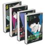 Vier Manga-Bände mit dem Titel "Die Nacht hinter dem Dreiecksfenster". Bandnummern in großen Ziffern 1-4.