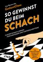Titel: "So gewinnst du beim Schach". Illustration: Hand bewegt Schachfigur auf schwarz-weißem Brett.