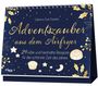 „Adventzauber aus dem Airfryer“. 24 süße und herzhafte Rezepte. Dunkelblaues Design, goldene Weihnachtsmotive.