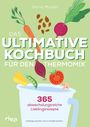 "DAS ULTIMATIVE KOCHBUCH FÜR DEN THERMOMIX", Vegetables wie Karotte und Tomate, pastellgrüner Hintergrund.