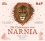 „Die Chroniken von Narnia: Der letzte Kampf“ in roter Schrift, Löwenkopf und Sterne als Illustration.