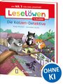 "Leselöwen 1. Klasse: Die Katzen-Detektive" von Katja Richert, Veronika Gruhl. Drei Katzen auf einem Baum.