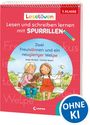 Katja Richert: Leselöwen - Lesen und schreiben lernen mit Spurrillen - Zwei Freundinnen und ein neugieriger Welpe - 1. Klasse, Buch
