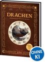 "Drachen: Geheimnisvolle Wächter der Welt" steht in großen Buchstaben auf einem dekorativen Buchcover mit Drachenillustration.